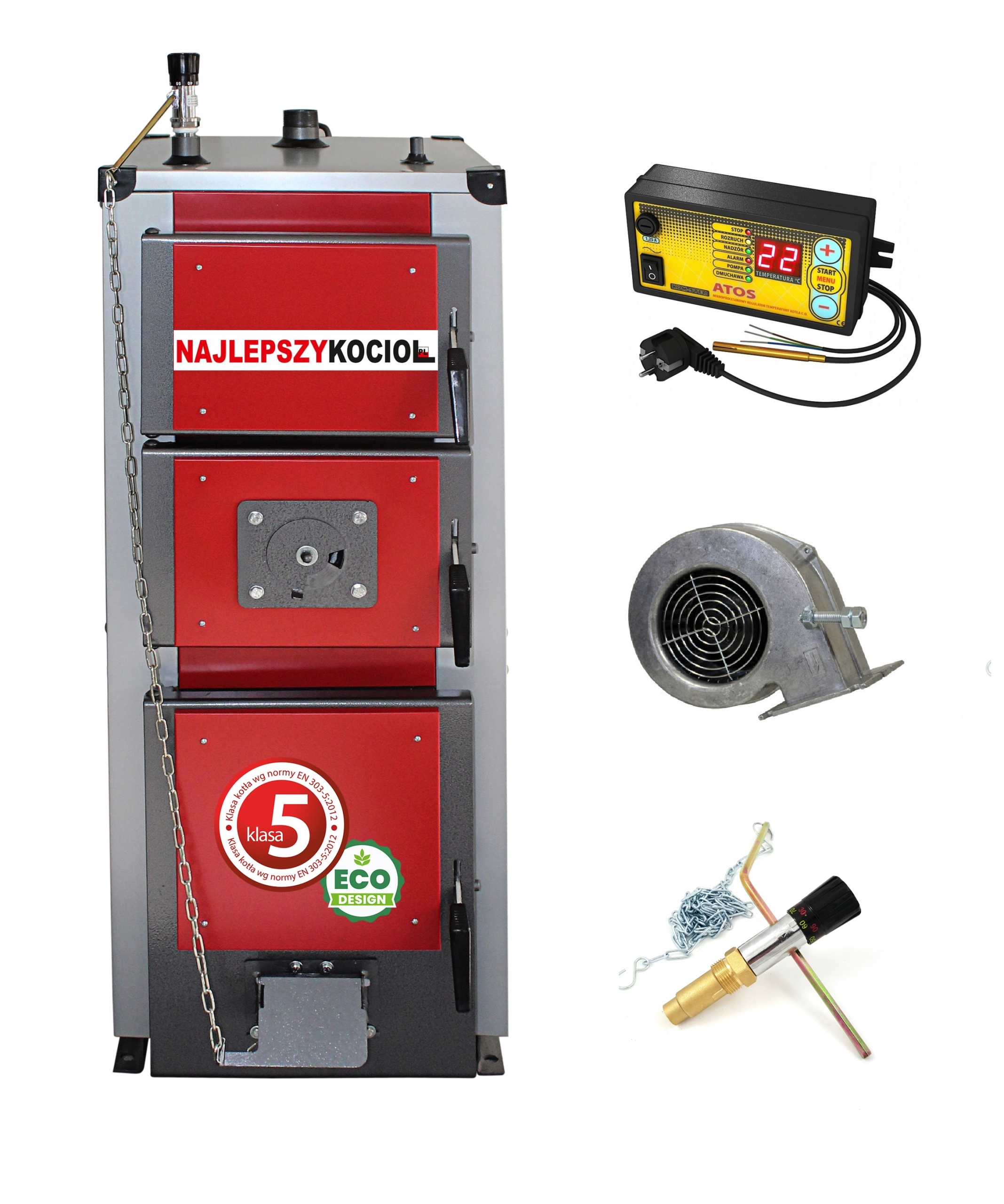 Najlepšia pec, dvojfunkčný oceľový kotol na brikety, drevo, ekohrášok, jemné uhlie, pelety, hnedé uhlie, čierne uhlie 18 kW